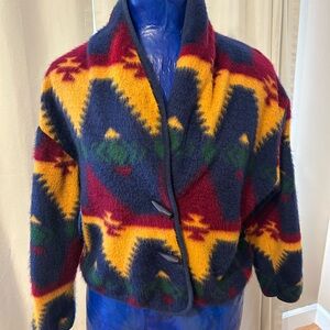 Vintage Biacci Colorful Geometric Patterned Cardigan Aztec/southwestern